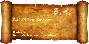 Balázs Andor névjegykártya
